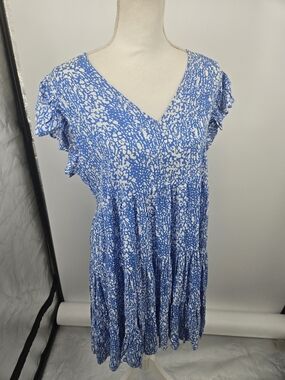 Pinch Blue Speckled Print Pullover Mini Dress Large